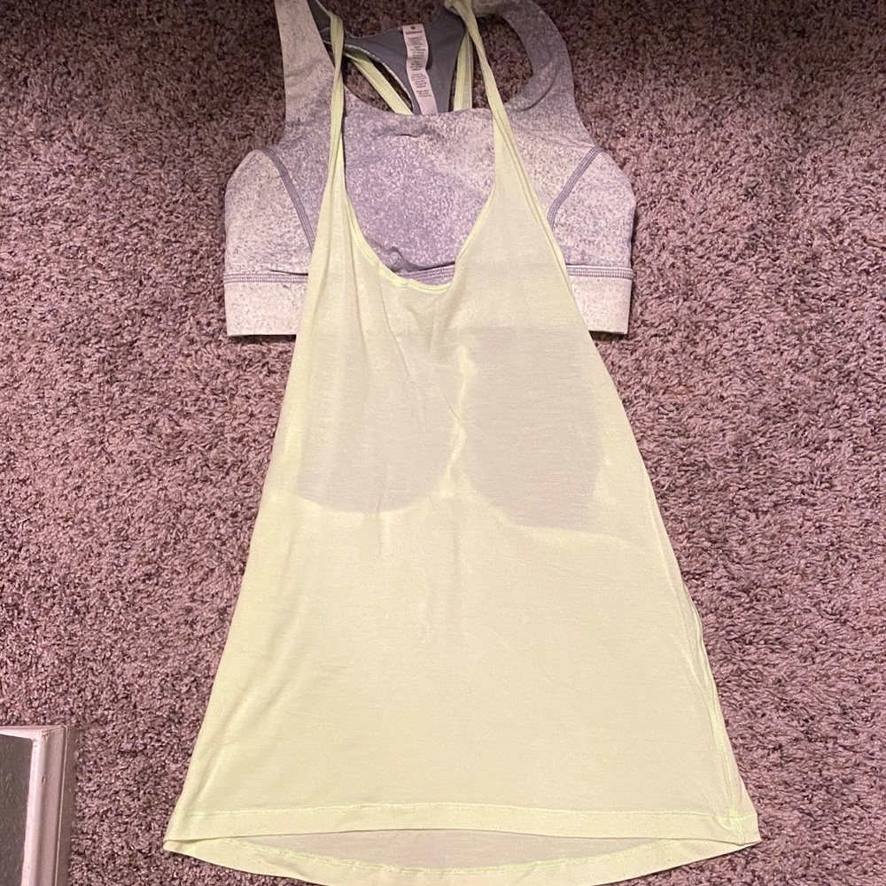 lululemon athletica Gray and Light Green Tank Top